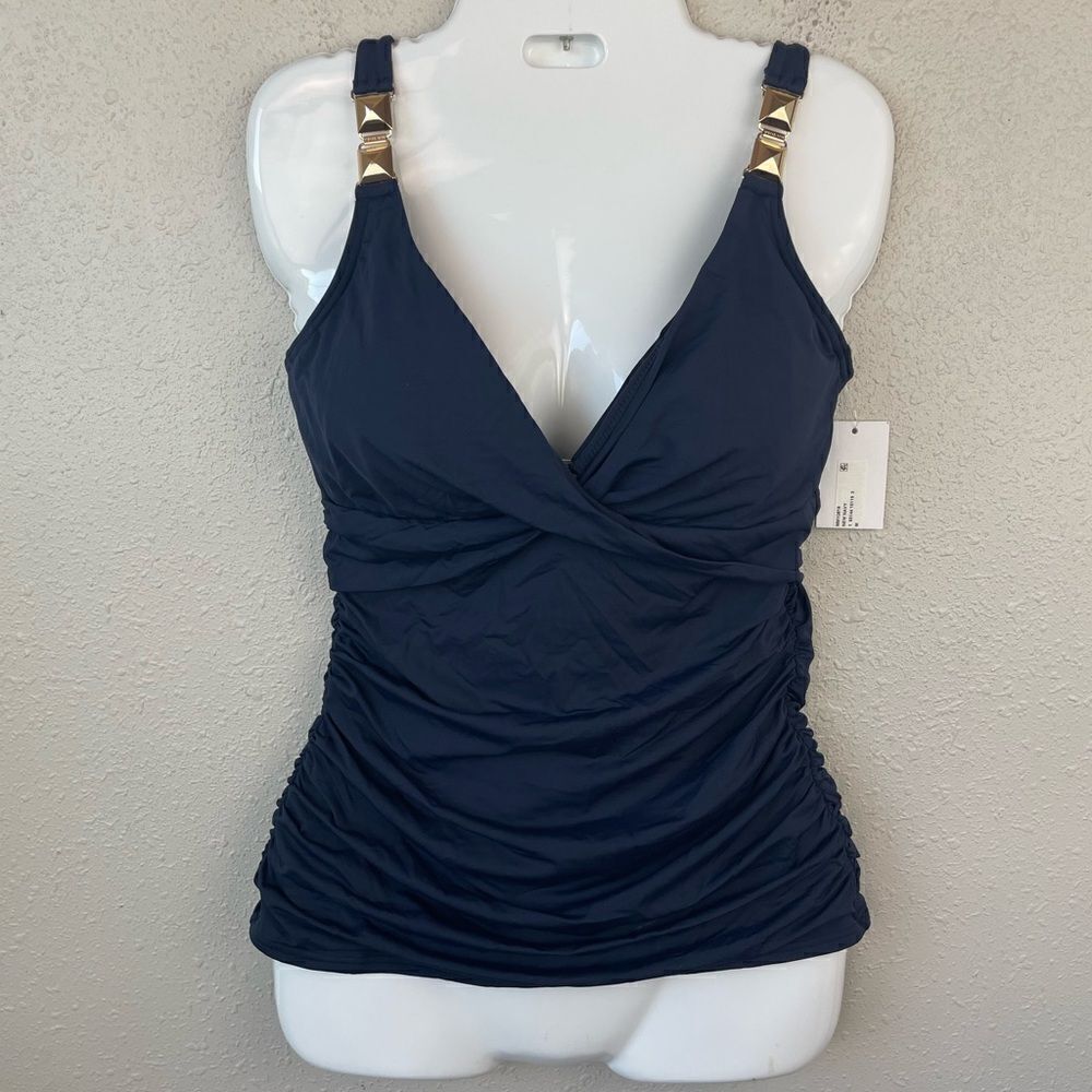NWT MICHAEL Michael Kors Navy Blue Swim Tankini Size S